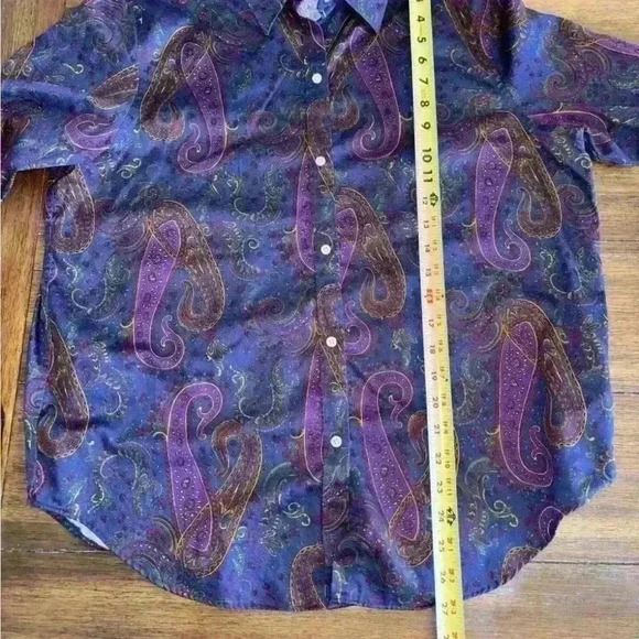 Womens Lauren Ralph Lauren Paisley Button Down Shirt Blouse Multi Color - Picture 7 of 15